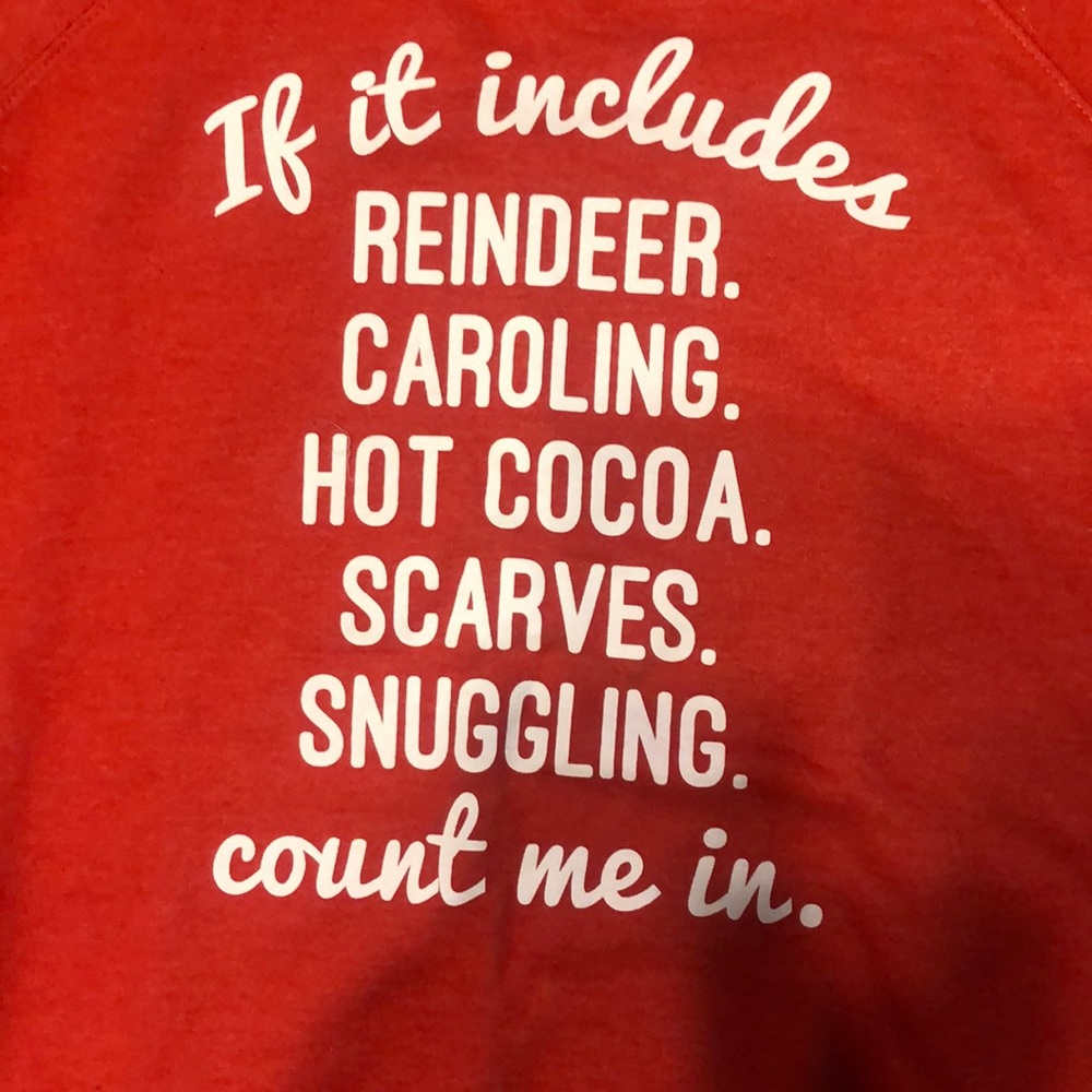 CHRISTMAS LIST COUNT ME IN light red sweater large - Picture 2 of 6